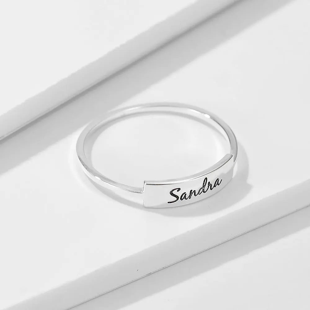Full Silver Name Ring