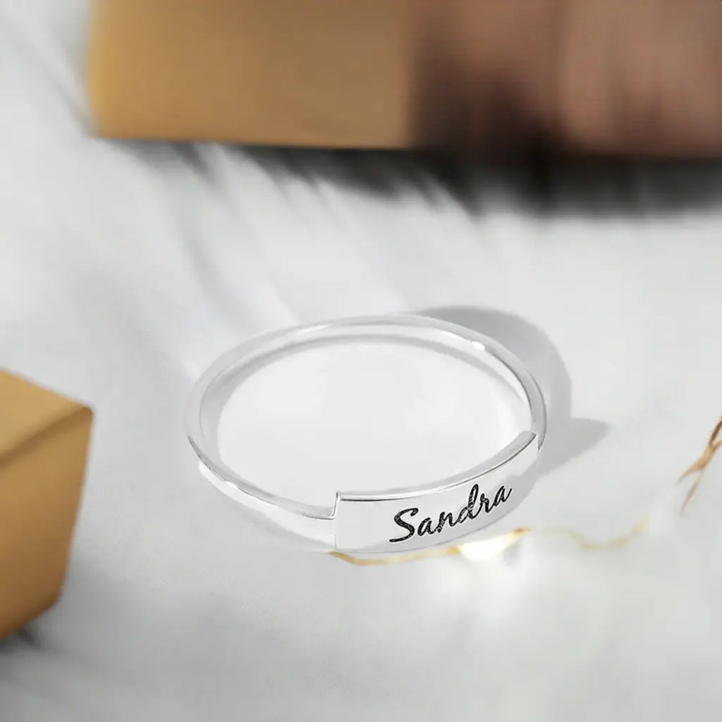 Full Silver Name Ring