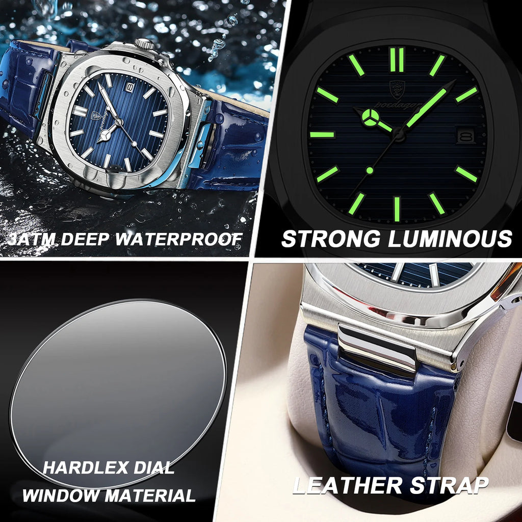 Luxury Man Watch Waterproof Luminous Leather Watch Any Occasion