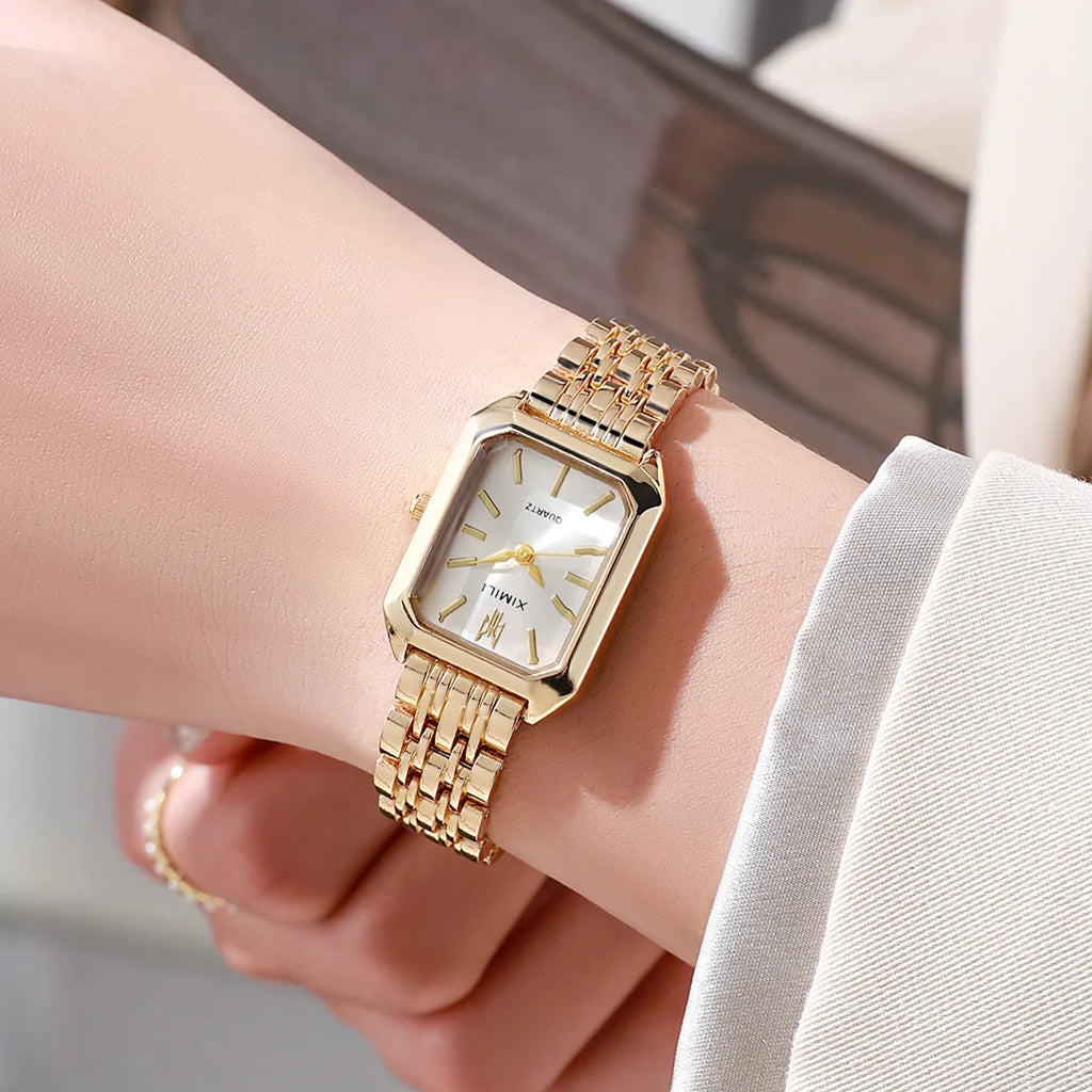 Women's Watch Luxury  Fashion Quartz Gold Plated Stainless Steel Frame