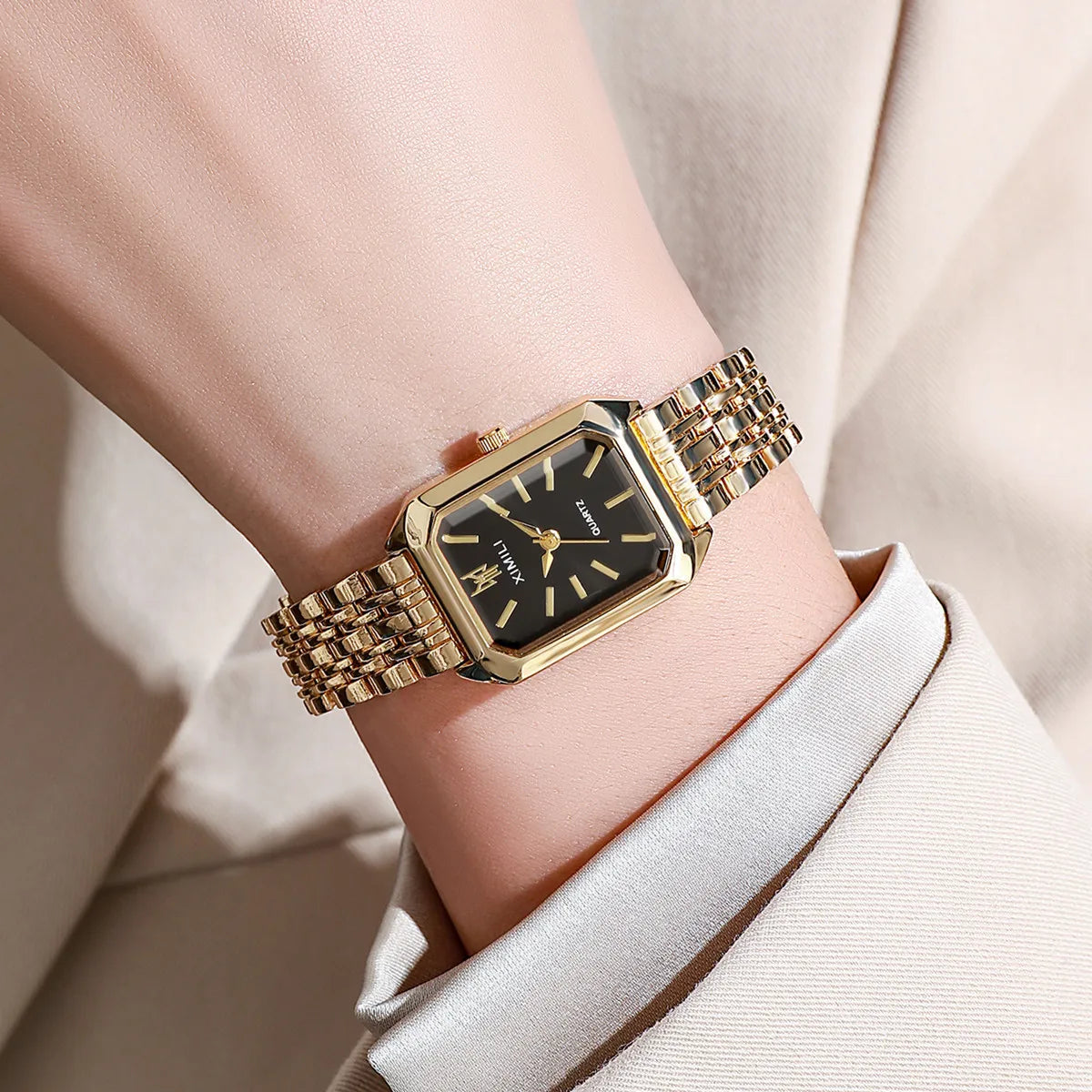 Women's Watch Luxury  Fashion Quartz Gold Plated Stainless Steel Frame